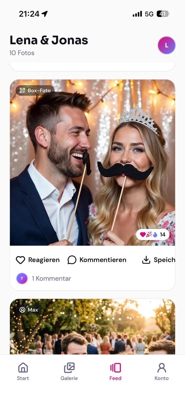 FexoBox App – Live-Feed mit Box-Fotos und Gäste-Beiträgen